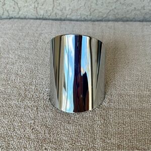 Modern Wide Shiny Silver Cuff